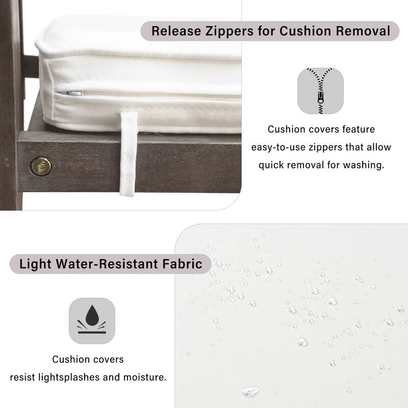 Roomfitters 7-Piece Acacia Wood Outdoor Dining Set with Cushions, 6 Armchairs and Rectangular Table for Patio Garden