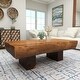 preview thumbnail 7 of 14, Brown Wood Handmade Live Edge T Stand Living Room Coffee Table with Block Legs