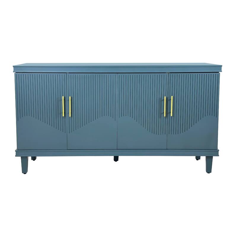 60 Inch Sideboard with Adjustable Shelves,Buffet Cabinet with Solid Wood Legs