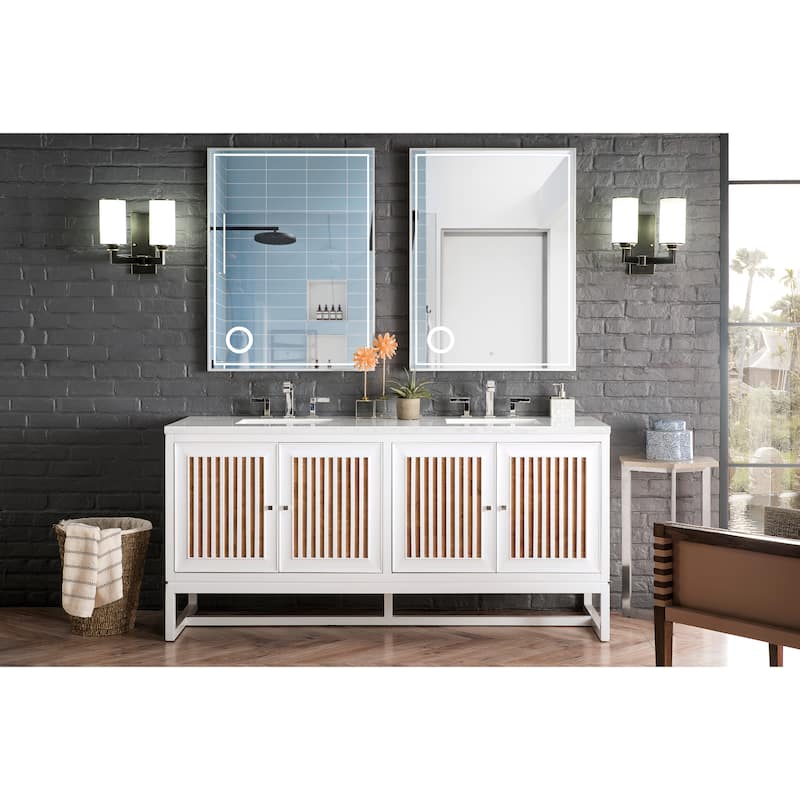 James Martin Vanities Athens 72" Double Vanity Cabinet, Glossy White