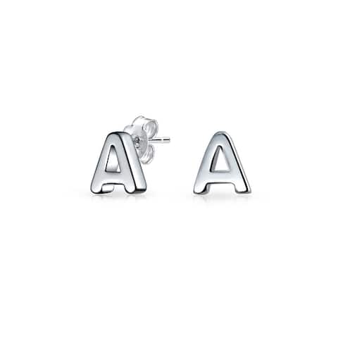A-Z Geometric Alphabet Letter Initial Stud Earrings Sterling Silver