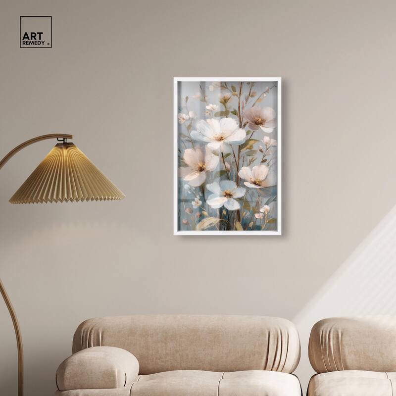 Vintage White Meadow Shadowbox by Art Remedy