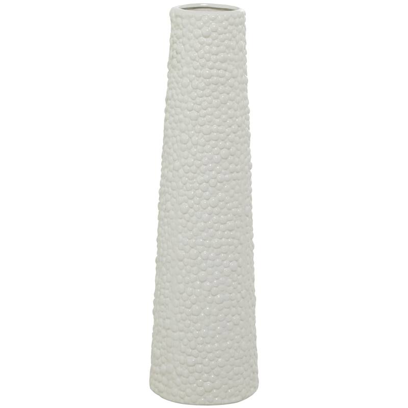 Ceramic Tall Cone Decorative Vase with Bubble Texture - Silver, White, Black, Gold - Roche River Decor