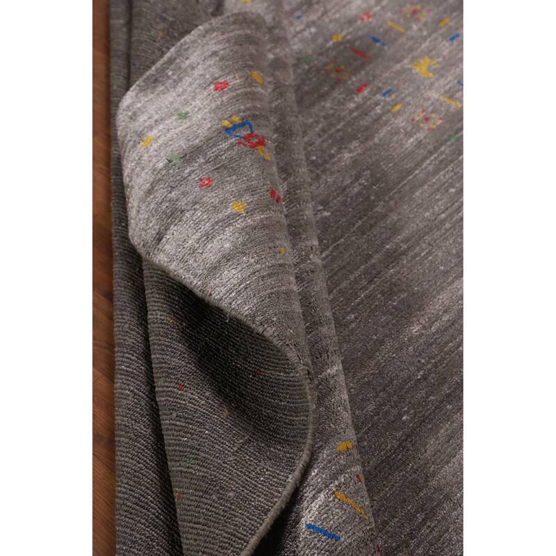 Gray Gabbeh Indian Area Rug Handmade Silk Carpet - 5'2"x 8'2"