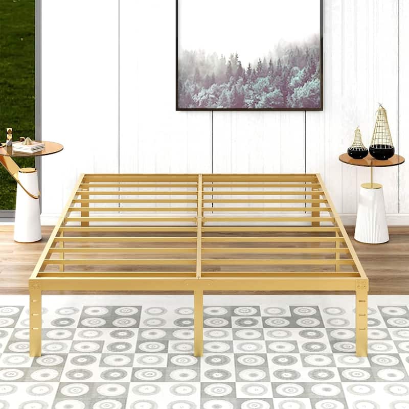 alazyhome 14 inch Metal Platform Bed Frame Steel Slat