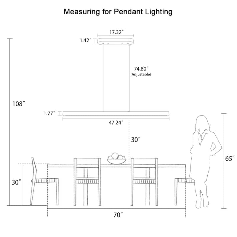 Starsky 1-Light Farmhouse Rustic Wooden Integrated LED Linear Kitchen Island Light 3000K Warm Light Chandelier