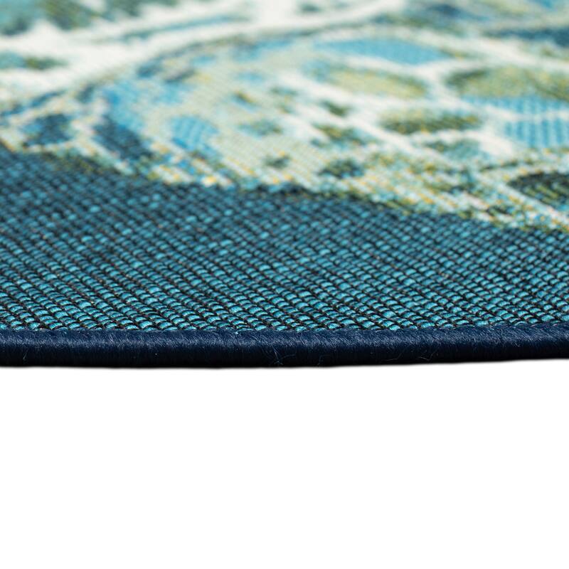 Liora Manne Esencia Seaturtle Indoor/Outdoor Mat Blue 3'3" x 2'1" SHAPED - 3'3" x 2'1" SHAPED