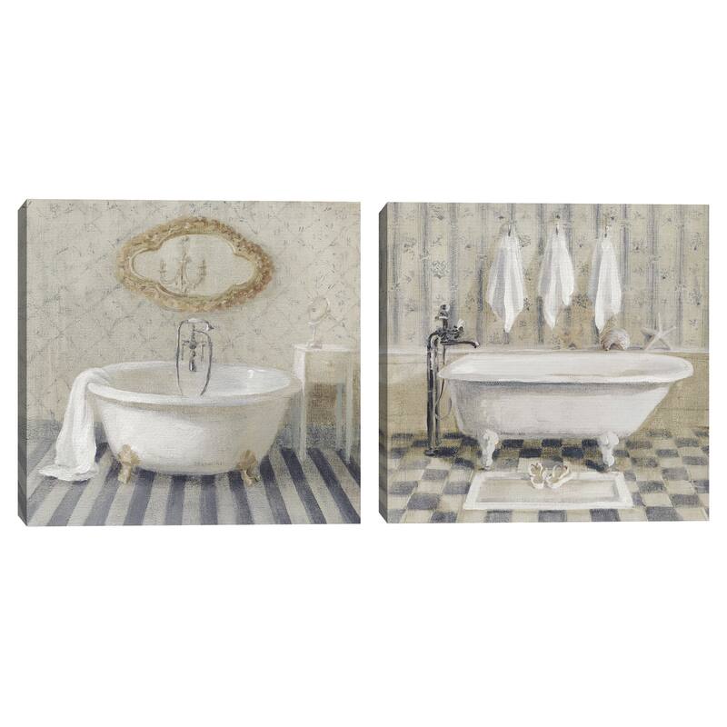 Victorian Bath II Navy, Victorian Bath IV White Tub by Danhui Nai Canvas Art Prints