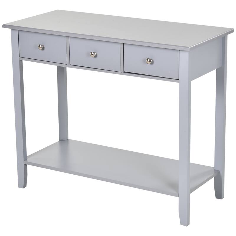 HOMCOM Console Table Industrial Desk with Drawer Bottom Shelf & Large Tabletop for Pictures, Great for the Entryway