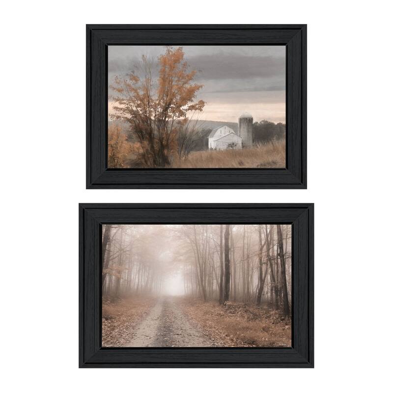 Trendy Decor 4U "Watkins Glen Farm in Autumn" Printed Framed Wall Art by Lori Deiter - Charcoal - 19 x 15