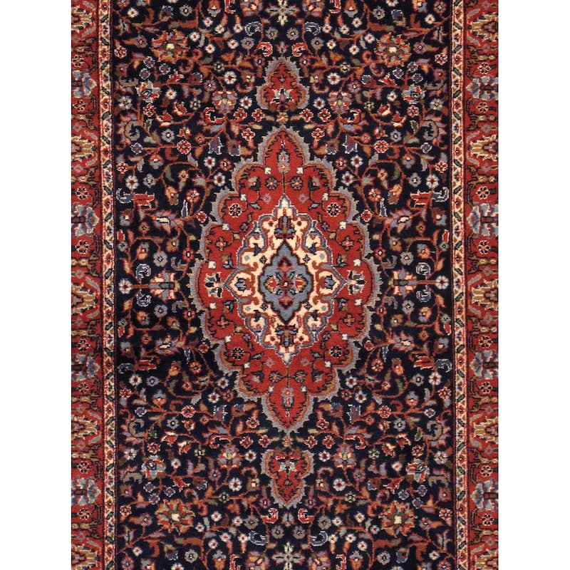 Pasargad Home Baku Hand-Knotted Navy Wool Runner - 2' 6'' X 12' 0''