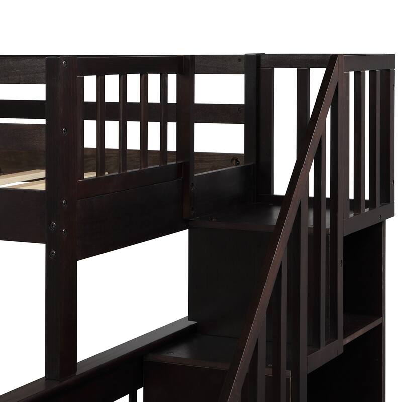 Nestfair Stairway Twin Over Full Bunk Bed with Twin size Trundle