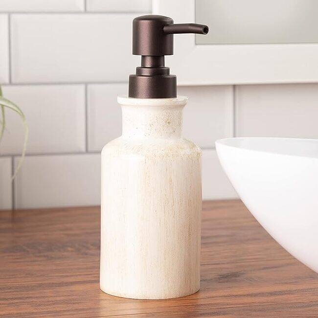 Creative Scents Rustic Luxe Beige Bathroom Soap Dispenser