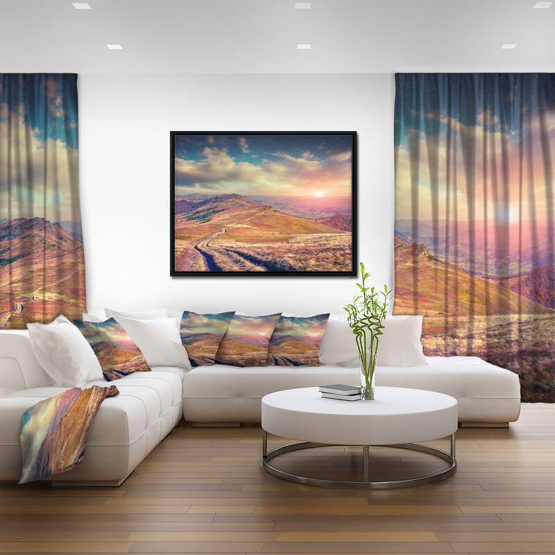 Designart "Amazing Autumn Landscape in Hills" Large Landscape Framed