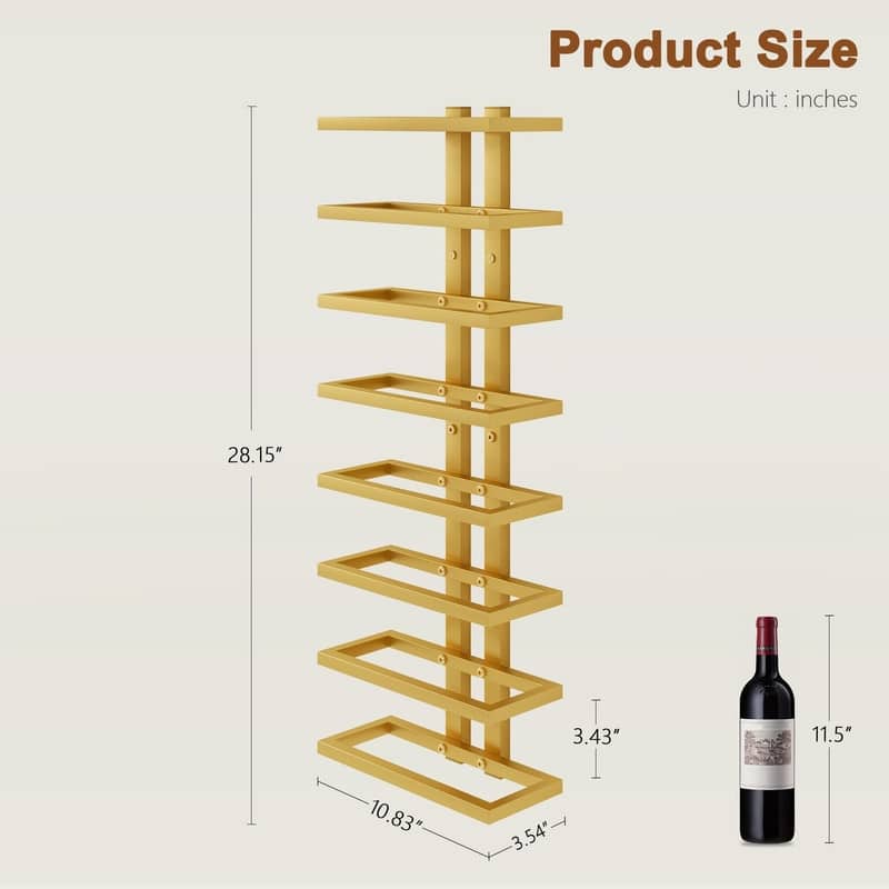 8 Tier Wall Mount Wine Rack - 10.83"D x 4.06"W x 28.23"H