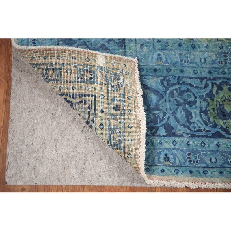 Hand Knotted Oriental 100% Wool Carpet Traditional Floral Green Mashad Area Rug - 11' 8'' X 8' 0''