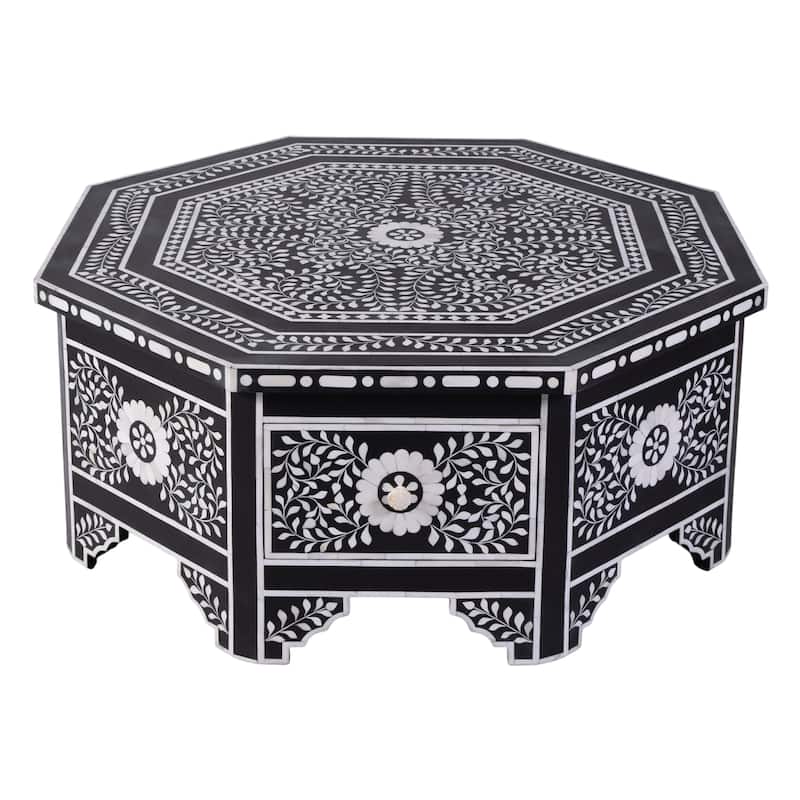 Blackwell 40.25 in. W Octagonal Bone In-Lay 1 Drawer Coffee Table