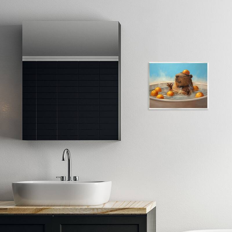 Stupell Capybara in Orange Bath Wall Plaque Art Design By Lucia Heffernan