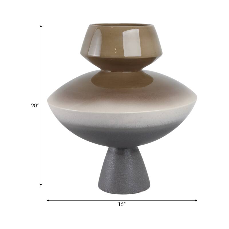 Pottery Vase Artesa Geometric Pedestal Form Handmade Flared Neck