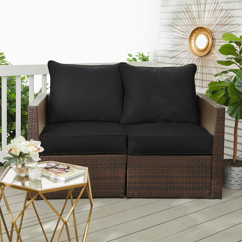 Sorra Home Sunbrella Outdoor Loveseat Pillow and Cushion Set