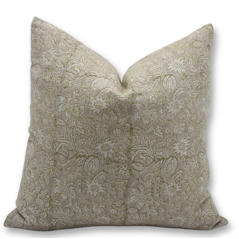 Linen Handmade Block print pillow Cover- Manikarnika