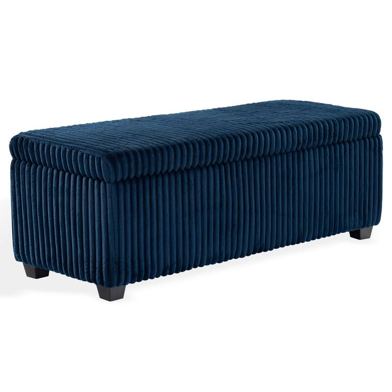 SAFAVIEH Couture Lynzie Plush Corduroy Storage Bench - 55"W x 21"D x 19"H