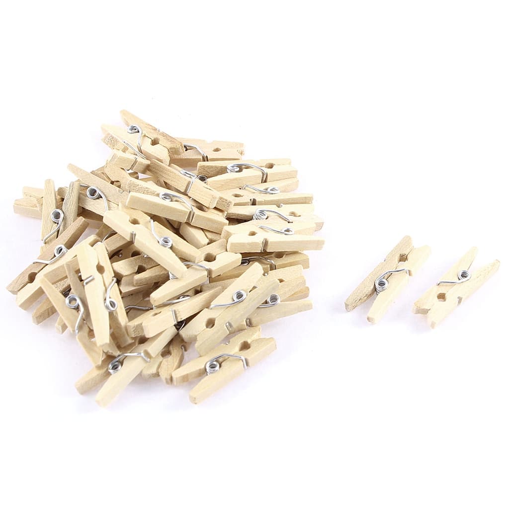 40Pcs Household Wooden Nonslip Multipurpose Clothing Clothespins Clips - Wood Color - 1" x 0.12"(L*W)