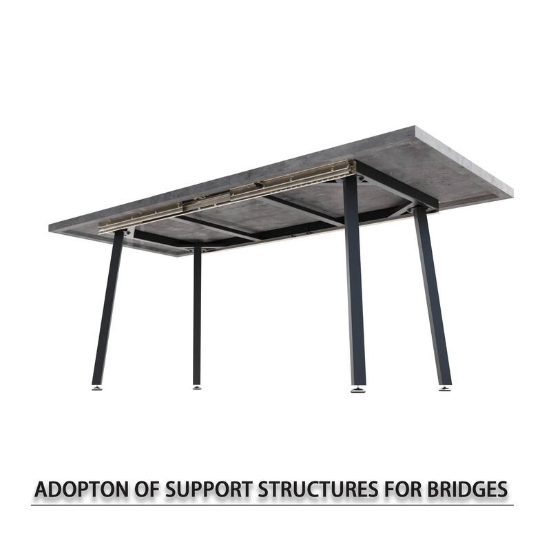 55.12-70.87"expandable modern kitchen dining table, rectangular MDF dining table for 4-6 people, medieval industrial style, with