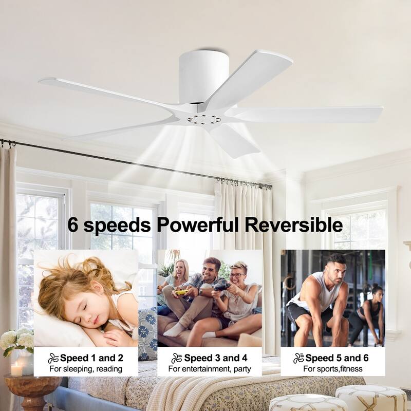 MLiAN 52 In. 5 Solid Wood Blades Indoor Ceiling Fan with Remote - 52 inch