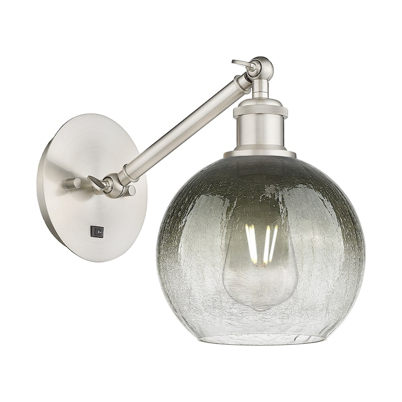 Innovations Lighting 317-1W-11-8 Brookhaven Globe Sconce Brookhaven - Brushed Satin Nickel / Slate