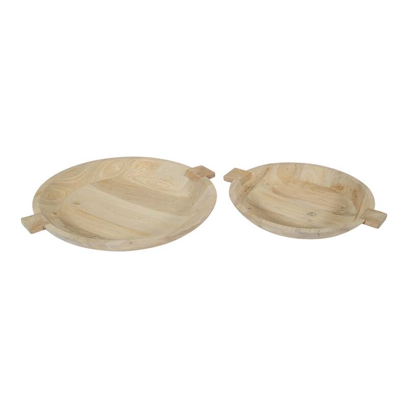 Sandblasted Oak Wooden Bowl Set of 2