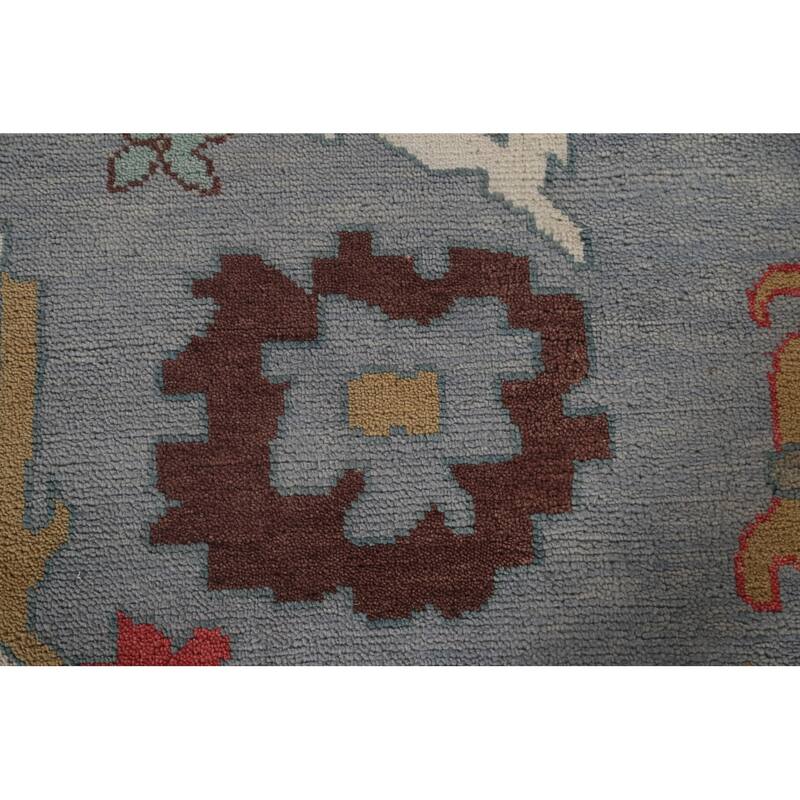 Gray Floral Oushak Oriental Large Area Rug Handmade Wool Carpet - 12'2" x 14'11"