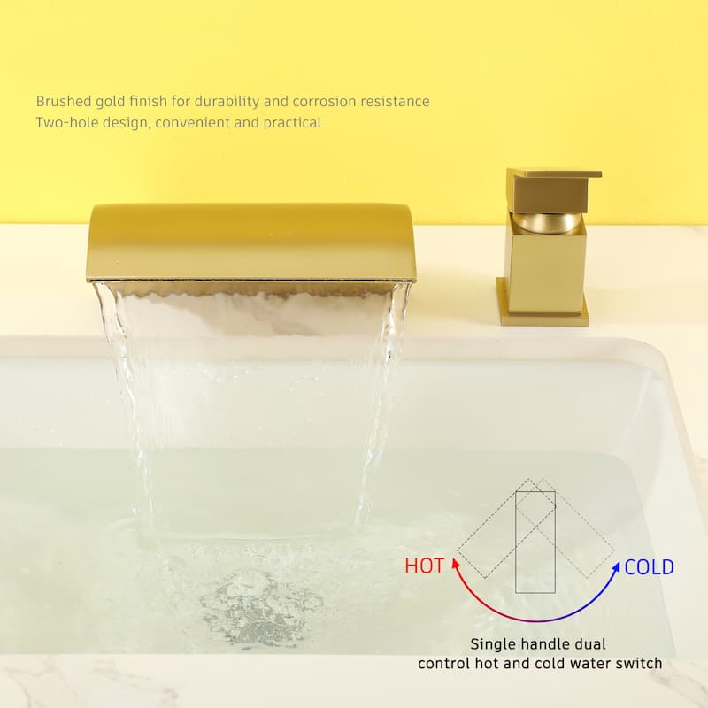 CASAINC Single Handle Deck Mount Bathroom Faucet in Brushed Gold