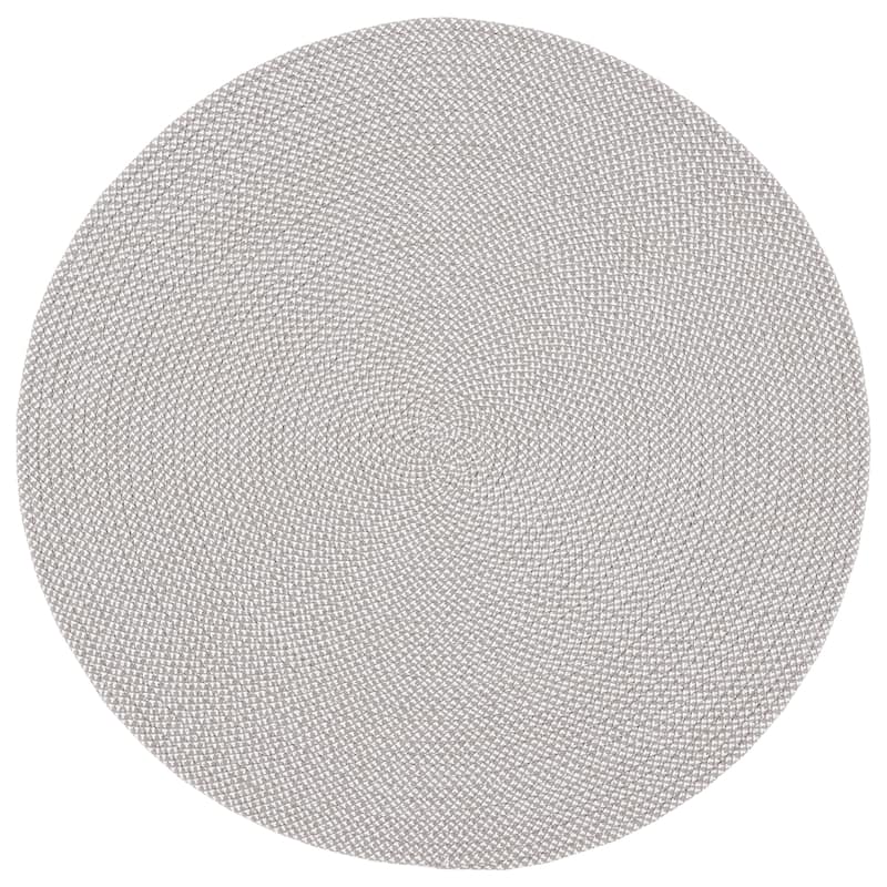 SAFAVIEH Handmade Braided Herminda Round Rug - 3' Round - Grey/Ivory