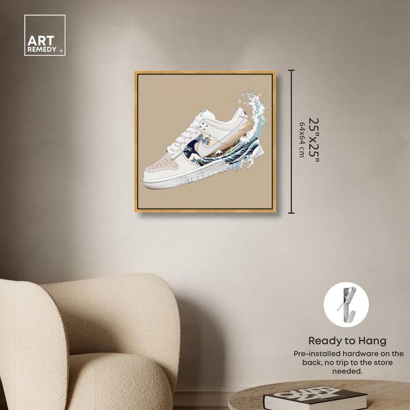 Great Wave Sneaker Splash Canvas by Art Remedy