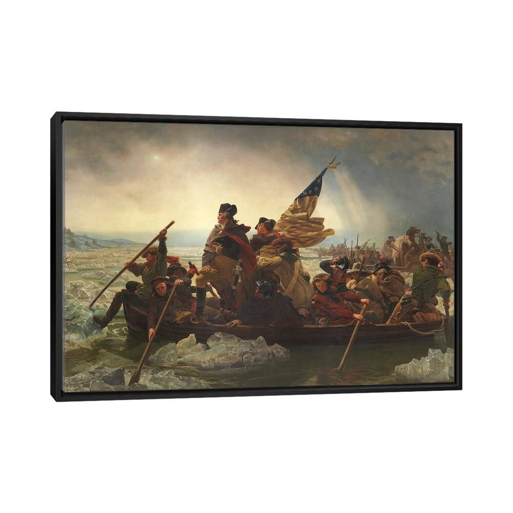 iCanvas "Painting Of George Washington Crossing The Delaware" by Stocktrek Images Framed Canvas Print