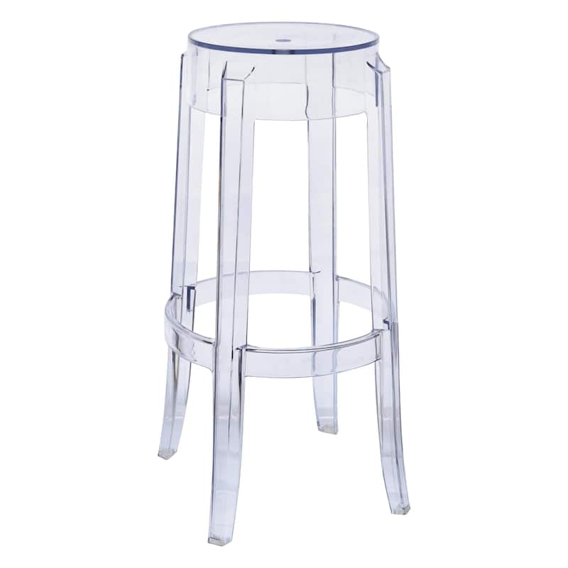 LeisureMod 30 in. High Backless Acrylic Counter Stool with Round Seat and Foot Rest - 30" - Single