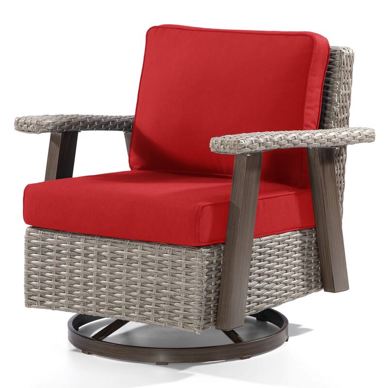 Cozywor Wicker Patio Outdoor Rocking Chair Swivel Lounge Chair