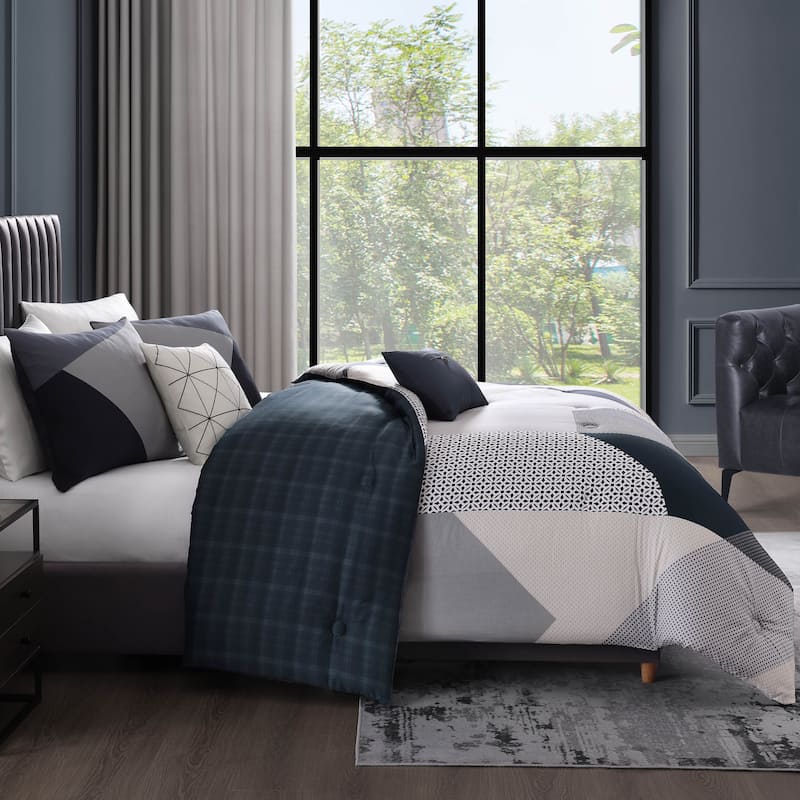 Bebejan Geo Fusion 100% Cotton Sateen 5 Piece Reversible Comforter Set