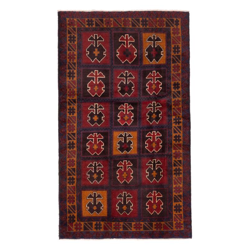 ECARPETGALLERY Hand-knotted Teimani Red Wool Rug - 3'7 x 6'3