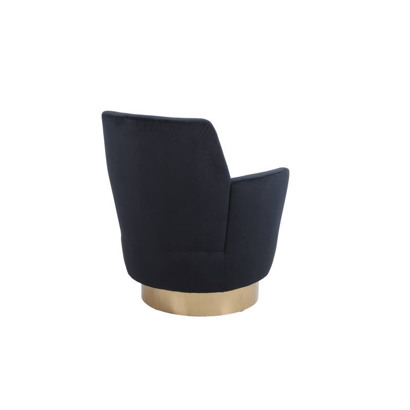 Velvet Swivel Barrel Chair, Swivel Accent Chairs Armchair w/ Gold Stainless Steel Base, Comfy Reading Chair Round Barrel Chairs