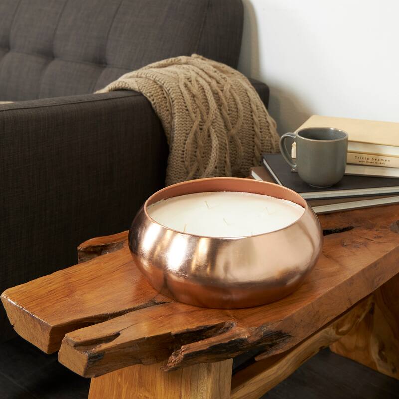 Copper Metal Tropical Breeze Scented Wide Wick Candle with White Wax
