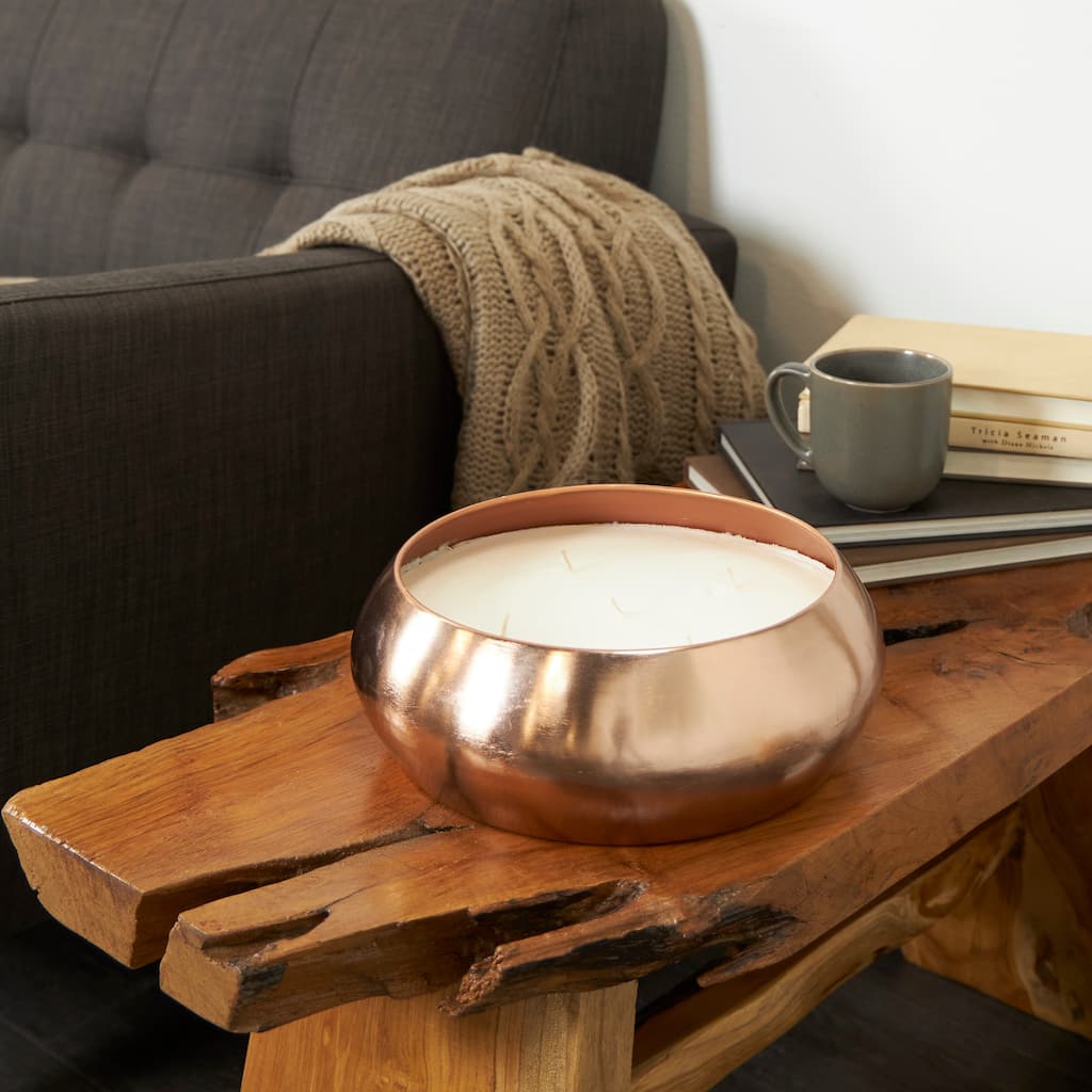 Copper Metal Tropical Breeze Scented Wide Wick Candle with White Wax