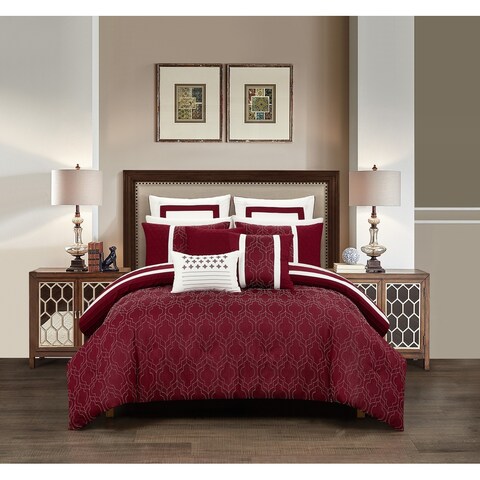 Chic Home Arlea 12 Piece Berry Jacquard Design Comforter Set