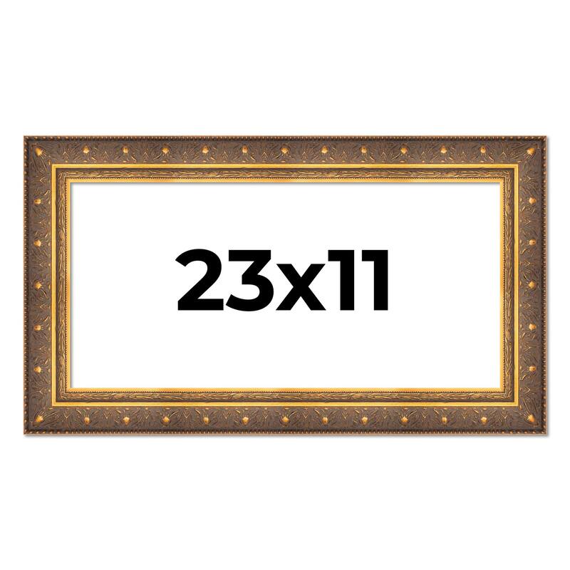 23x11 Frame Vintage Gold Solid Wood Picture Frame | 2.5 Inch Moulding