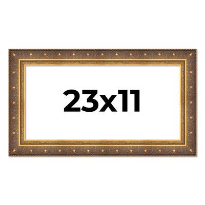 23x11 Frame Vintage Gold Solid Wood Picture Frame | 2.5 Inch Moulding