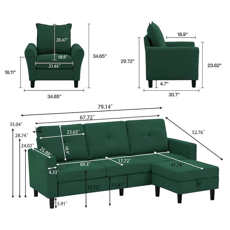 3 Pieces Living Room Sets