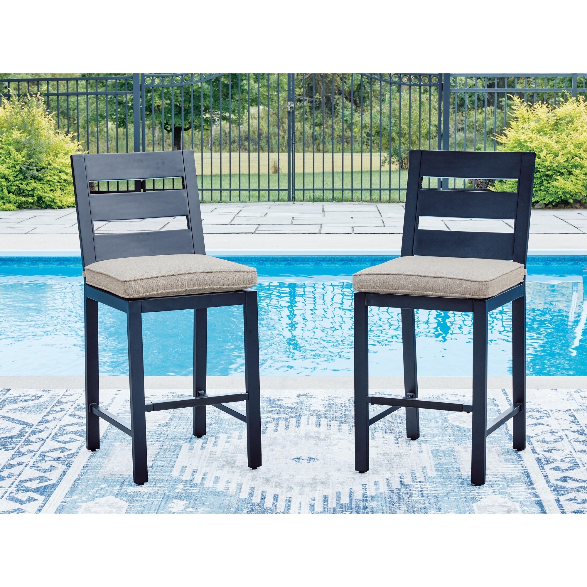 Signature Design by Ashley Mabry Shores Outdoor Bar Stool (Set of 2) - 20"W x 23"D x 44"H