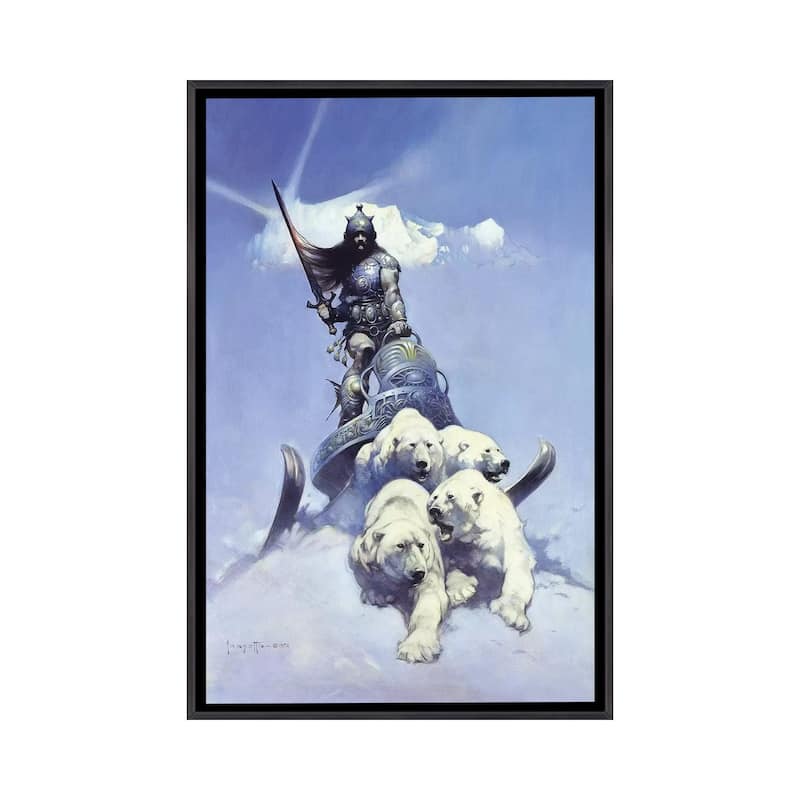 iCanvas "Silver Warrior" by Frank Frazetta Framed - Ebony - 40x26