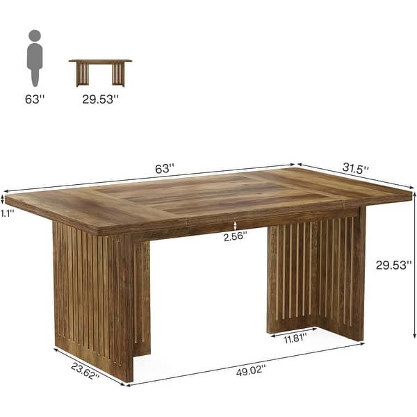 63-Inch Large Executive Desk, Mid-Century Modern Study Writing Table